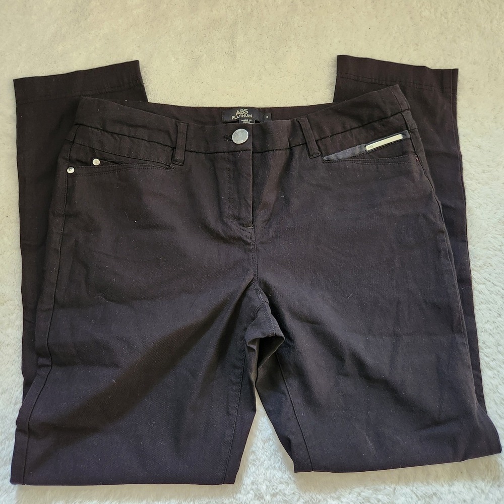 ABS Platinum Womens Black Straight Leg Pants Size 10 Dress Career